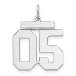 Sterling Silver, Athletic Collection Medium Polished Number 05 Pendant